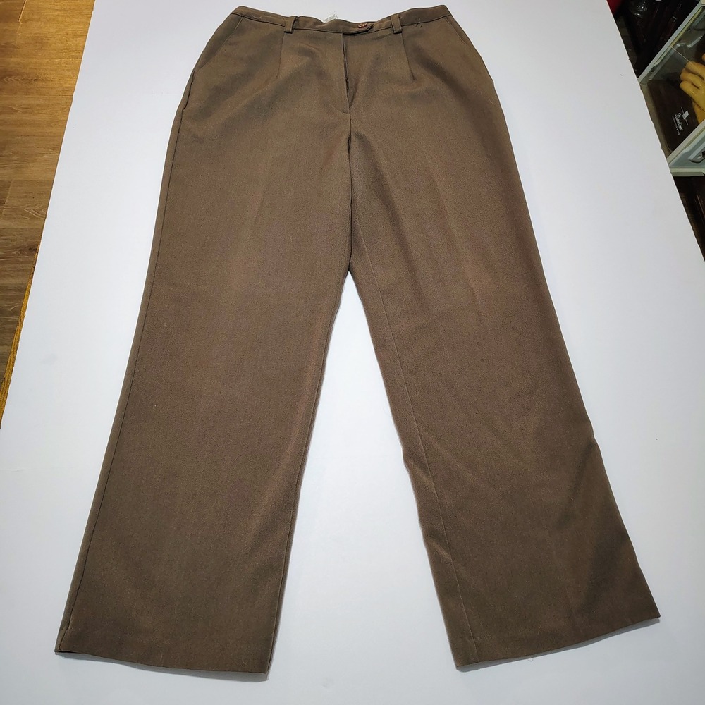 Sag Harbor Women's Brown Pleated Wide Leg‎ Pants Size 10 Elastic Waist